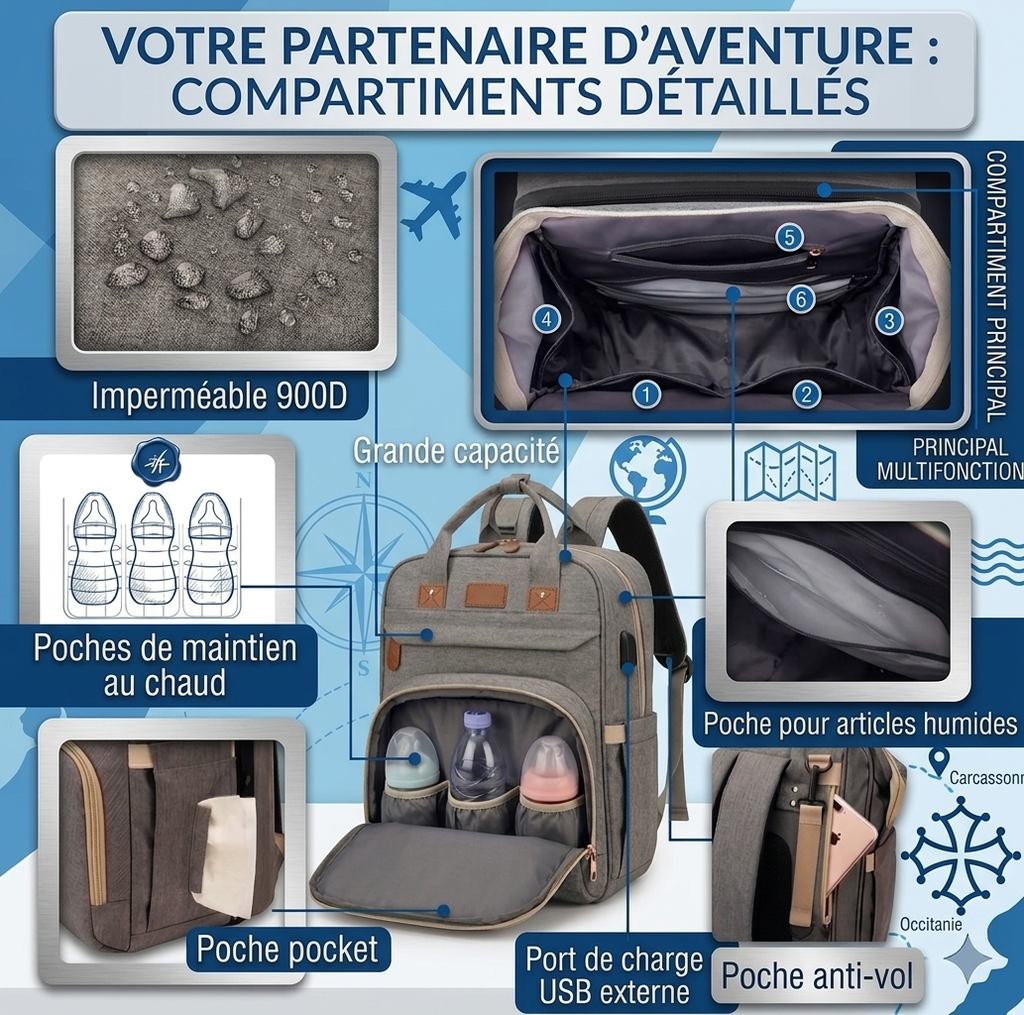 Sac à dos à Langer (Noir)